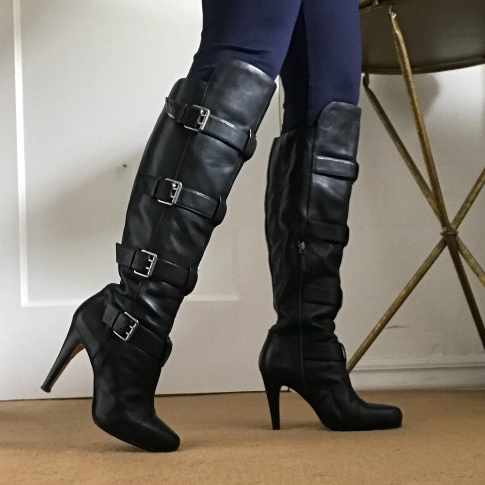 Saks Fifth Avenue Black leather Tamra heeled boot
